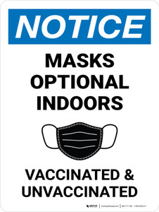 Notice: Mask Optional Indoors Portrait - Wall Sign