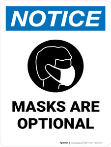 Notice: Masks Are Optional Portrait - Wall Sign