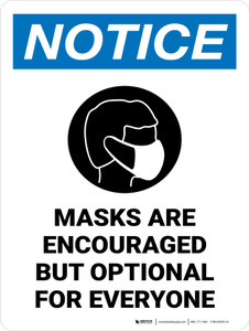 Notice: Masks Encouraged But Optional Portrait - Wall Sign