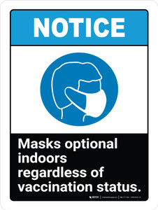 Notice: Mask Optional Indoors Regardless ANSI Portrait - Wall Sign