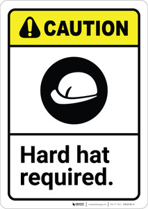 Caution: Hard Hat Required ANSI - Wall Sign