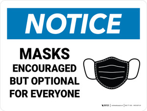 Notice: Mask Encouraged For Everyone Landscape - Wall Sign