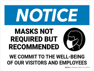 Notice: Mask Not Required Landscape - Wall Sign