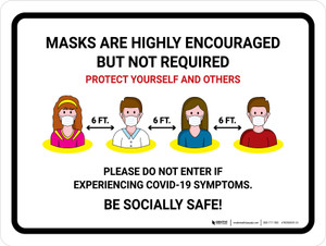 Be Socially Safe Masks Encouraged Landscape - Wall Sign