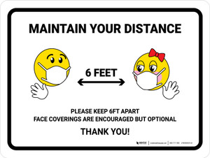 Maintain Your Distance With Emoji Landscape - Wall Sign