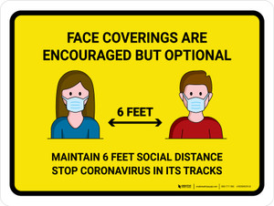 Face Coverings Are Encouraged But Optional Landscape - Wall Sign