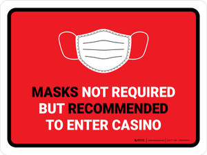 Face Masks Not Required Enter Casino Red Landscape - Wall Sign