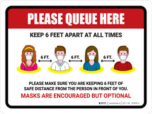 Please Queue Here Landscape - Wall Sign