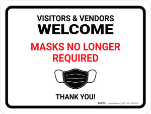 Visitors And Vendors Welcome Mask No Longer Landscape - Wall Sign