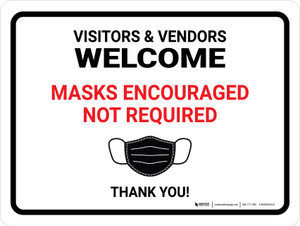 Visitors And Vendors Welcome Masks Encouraged Landscape - Wall Sign