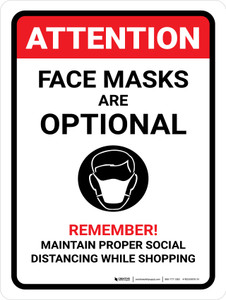 Attention Face Masks Are Optional Portrait - Wall Sign