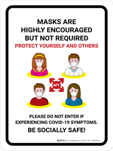 Be Socially Safe Masks Encouraged Portrait - Wall Sign