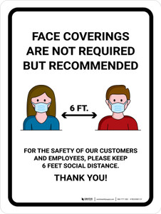 Face Coverings Recommended Portrait - Wall Sign