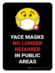 Face Mask No Longer Required In Public Areas Portrait - Wall Sign
