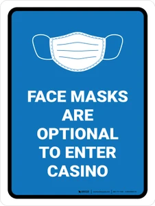 Face Mask Optional To Enter Casino Portrait - Wall Sign
