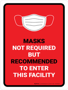 Face Masks Not Required Enter Facility Red Portrait - Wall Sign