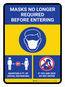 Mask No Longer Required Distancing With Icon Portrait - Wall Sign