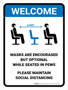Masks Are Encouraged But Optional Pew V1 Portrait - Wall Sign