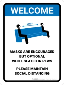 Masks Are Encouraged But Optional Pew V2 Portrait - Wall Sign