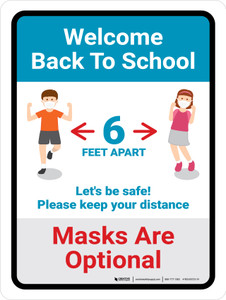 Welcome Back To School Masks Optional Portrait - Wall Sign
