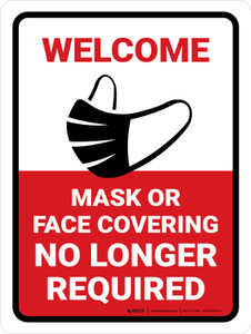 Welcome Masks No Longer Required Portrait - Wall Sign