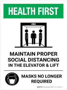 Health First: Maintain Proper Social Distancing Masks No Longer Portrait - Wall Sign