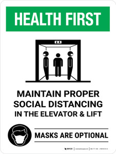 Health First: Maintain Proper Social Distancing Masks Optional Portrait - Wall Sign