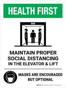 Health First: Maintain Proper Social Distancing Portrait - Wall Sign