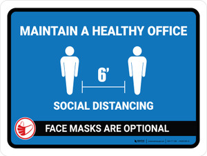 Maintain A Healthy Office Mask Optional Landscape - Wall Sign