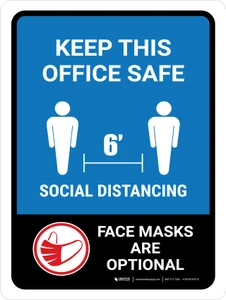 Keep This Office Safe Face Mask Optional Portrait - Wall Sign