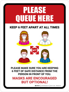 Please Queue Here Portrait - Wall Sign