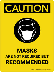 Caution: Masks Are Not Required But Recommended Portrait - Wall Sign