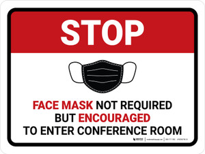 Stop: Face Mask Not Required But Encouraged To Enter Conference Landscape - Wall Sign