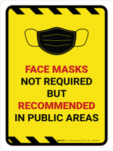 Hazard Face Mask Not Required But Recommended In Public Portrait - Wall Sign