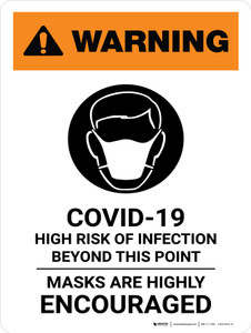 Warning: High Risk of Infection Beyond This Point - Masks Highly Encouraged Portrait - Wall Sign