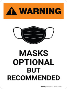 Warning: Masks Optional But Recommended with Icon Portrait - Wall Sign