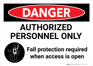 Danger: Authorized Personnel Only with Icon Landscape - Wall Sign