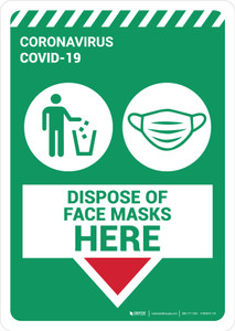 Dispose of Face Masks Here Portrait - Wall Sign