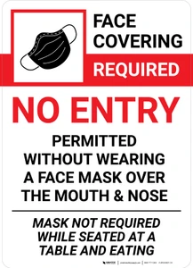 Face Covering Required - No Entry Permitted Without Wearing a Mask with Icon Portrait - Wall Sign