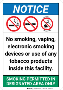 Notice: No Smoking Within 25 Feet with Icon Portrait - Wall Sign