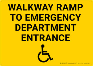 Walkway Ramp to Emergency Department Entrance with ADA Icon Landscape - Wall Sign
