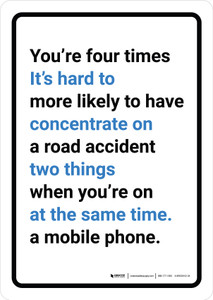 You're Four Times More Likely To Have a Road Accident Portrait - Wall Sign