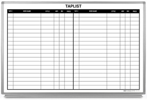 Tap List Dry Erase Board