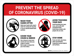 Prevent the Spread of Coronavirus (Covid-19 Rules) Landscape - Wall Sign
