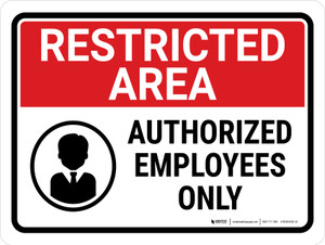 Restricted Area: Authorized Employees Only with Icon Landscape - Wall Sign