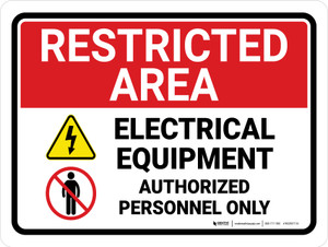 Restricted Area: Electrical Equipment with Icon Landscape - Wall Sign