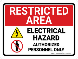 Restricted Area: Electrical Hazard with Icon Landscape - Wall Sign Restricted Area: Electrical Hazard with Icon Landscape - Wall Sign