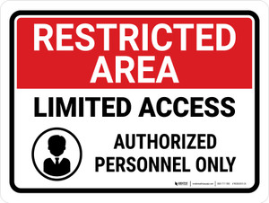Restricted Area: Limited Access Authorized Personnel Only with Icon Landscape - Wall Sign