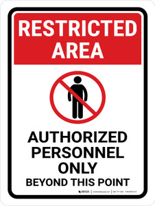 Restricted Area: Authorized Personnel Only Beyond This Point with Icon Portrait - Wall Sign