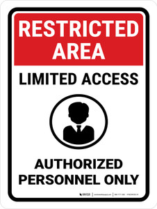 Restricted Area: Limited Access Authorized Personnel Only with Icon Portrait - Wall Sign